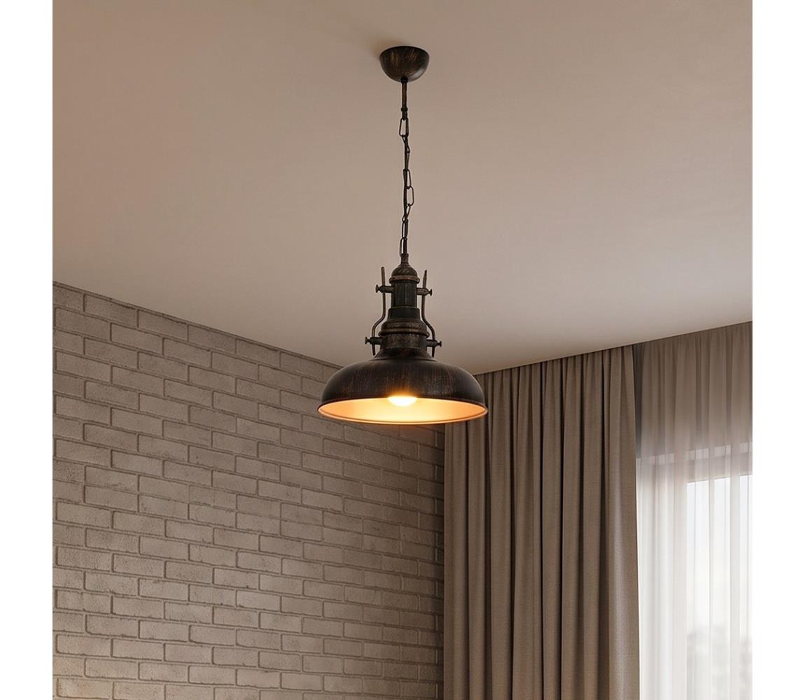 Brilagi - Luster na reťazi PYRONIC 1xE27/40W/230V, priemer 32 cm, bronzová s patinou 892OPV2709