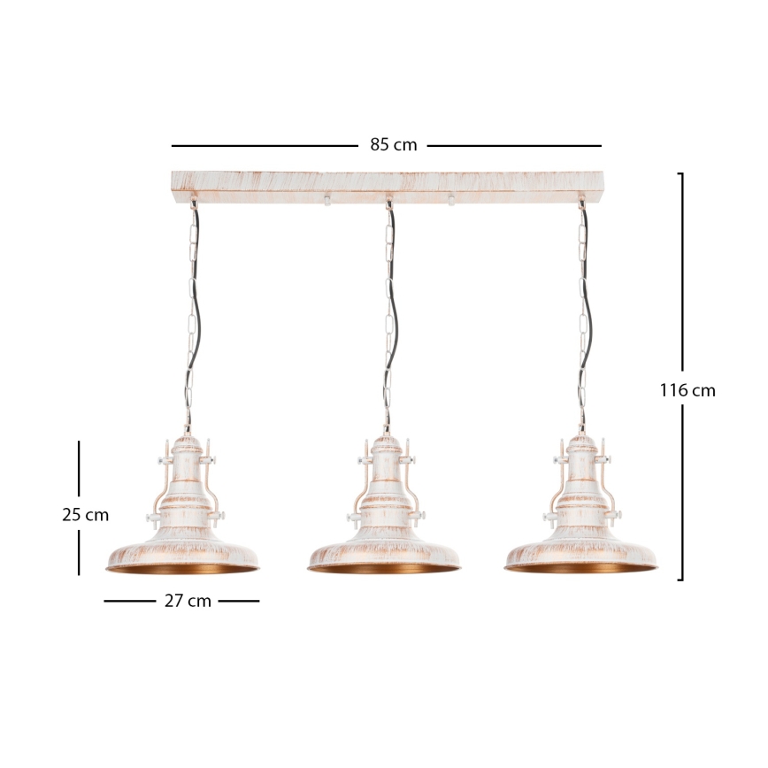 Brilagi - Luster na reťazi PYRONIC 3xE27/40W/230V krémová/patina