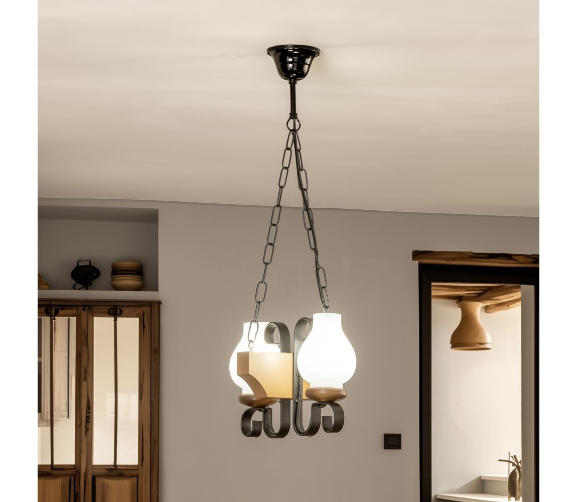Brilagi - Luster na reťazi QUEEN 2xE14/40W/230V buk/orech EX-01040