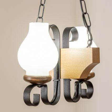 Brilagi - Luster na reťazi QUEEN 2xE14/40W/230V buk/orech