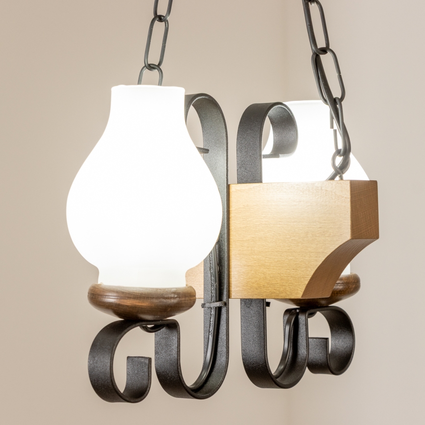 Brilagi - Luster na reťazi QUEEN 2xE14/40W/230V buk/orech