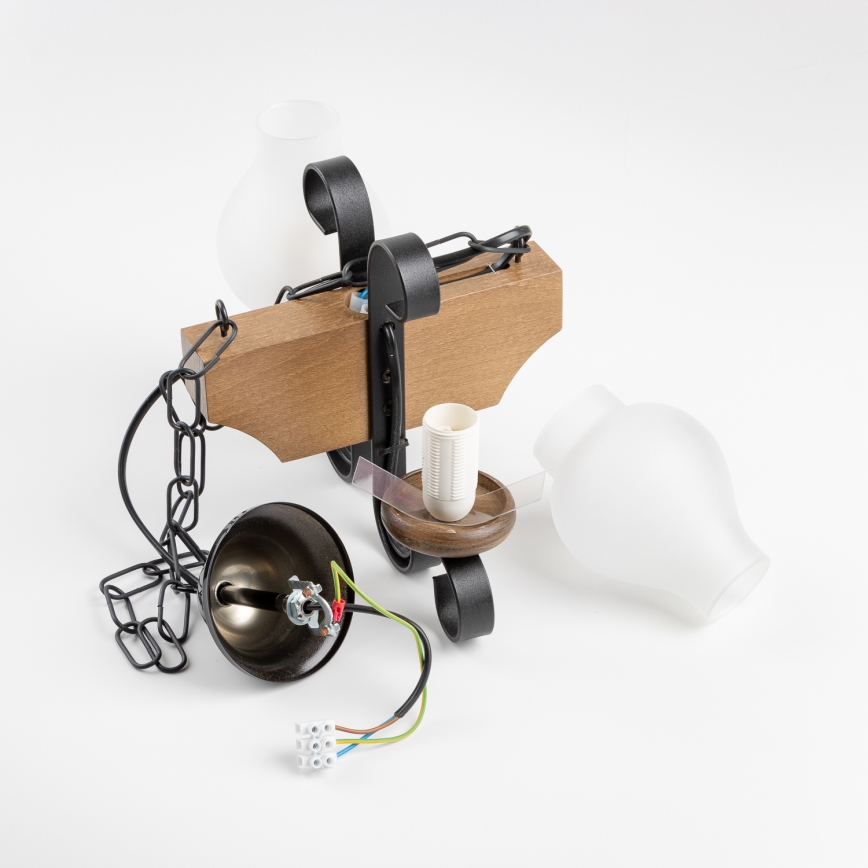 Brilagi - Luster na reťazi QUEEN 2xE14/40W/230V buk/orech