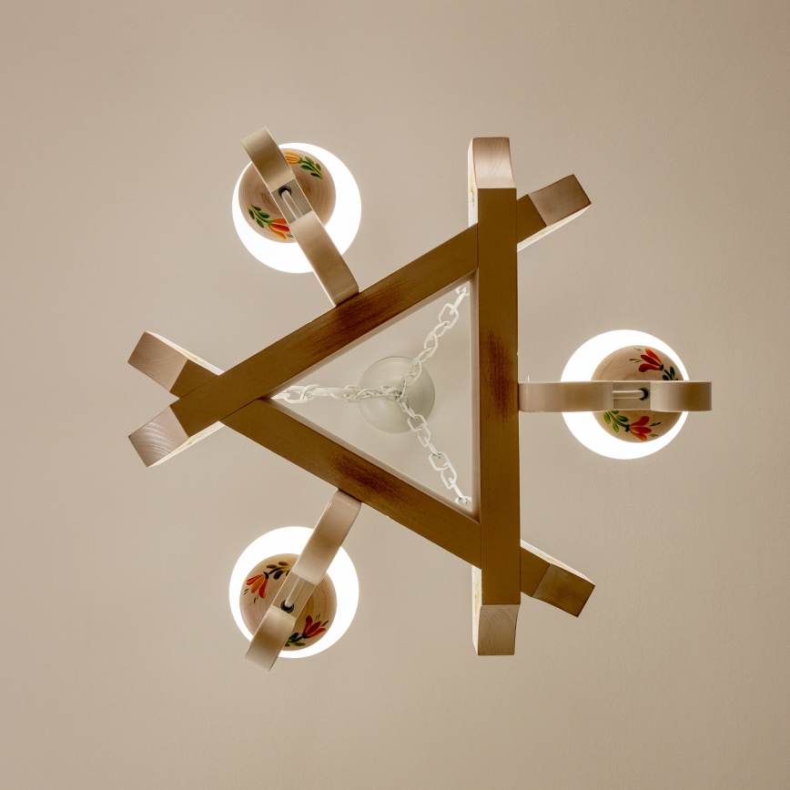 Brilagi - Luster na reťazi QUEEN 3xE14/40W/230V buk/krémová