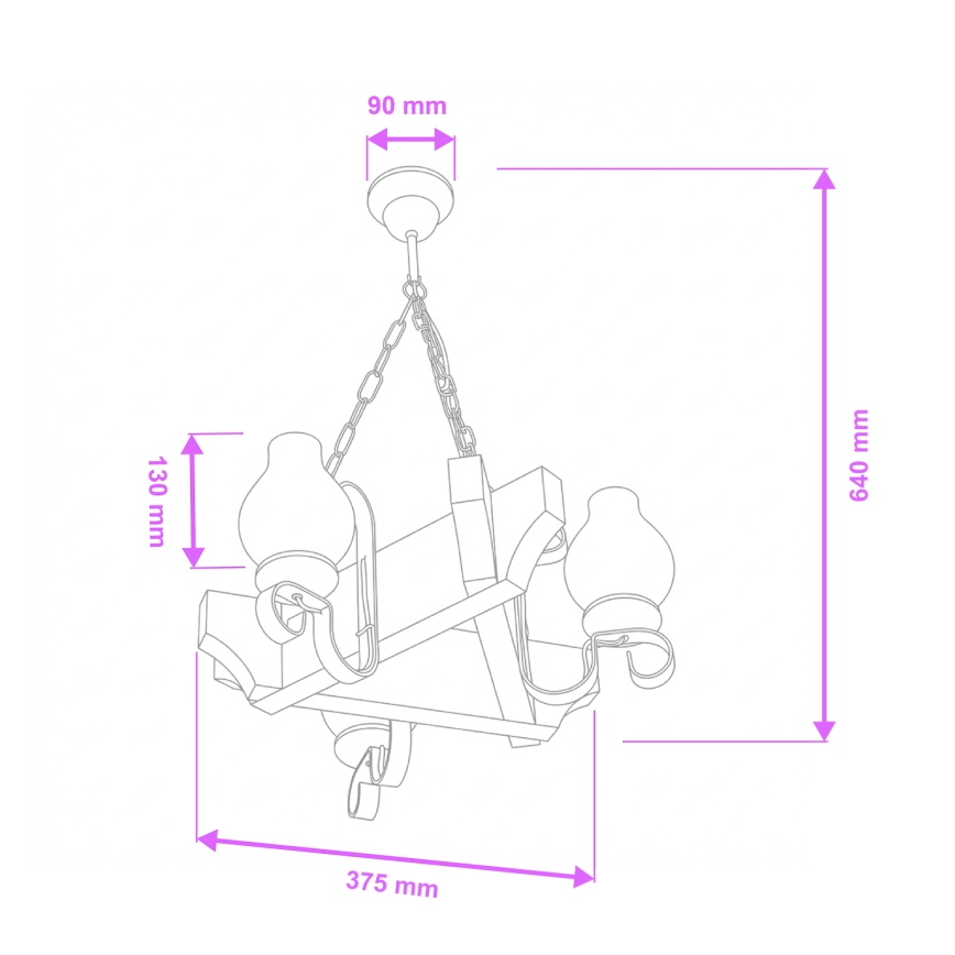 Brilagi - Luster na reťazi QUEEN 3xE14/40W/230V buk/krémová