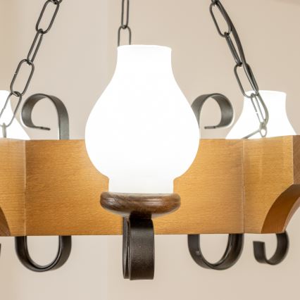 Brilagi - Luster na reťazi QUEEN 3xE14/40W/230V buk/orech