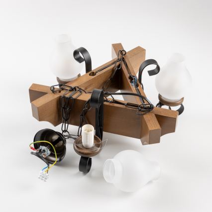 Brilagi - Luster na reťazi QUEEN 3xE14/40W/230V buk/orech