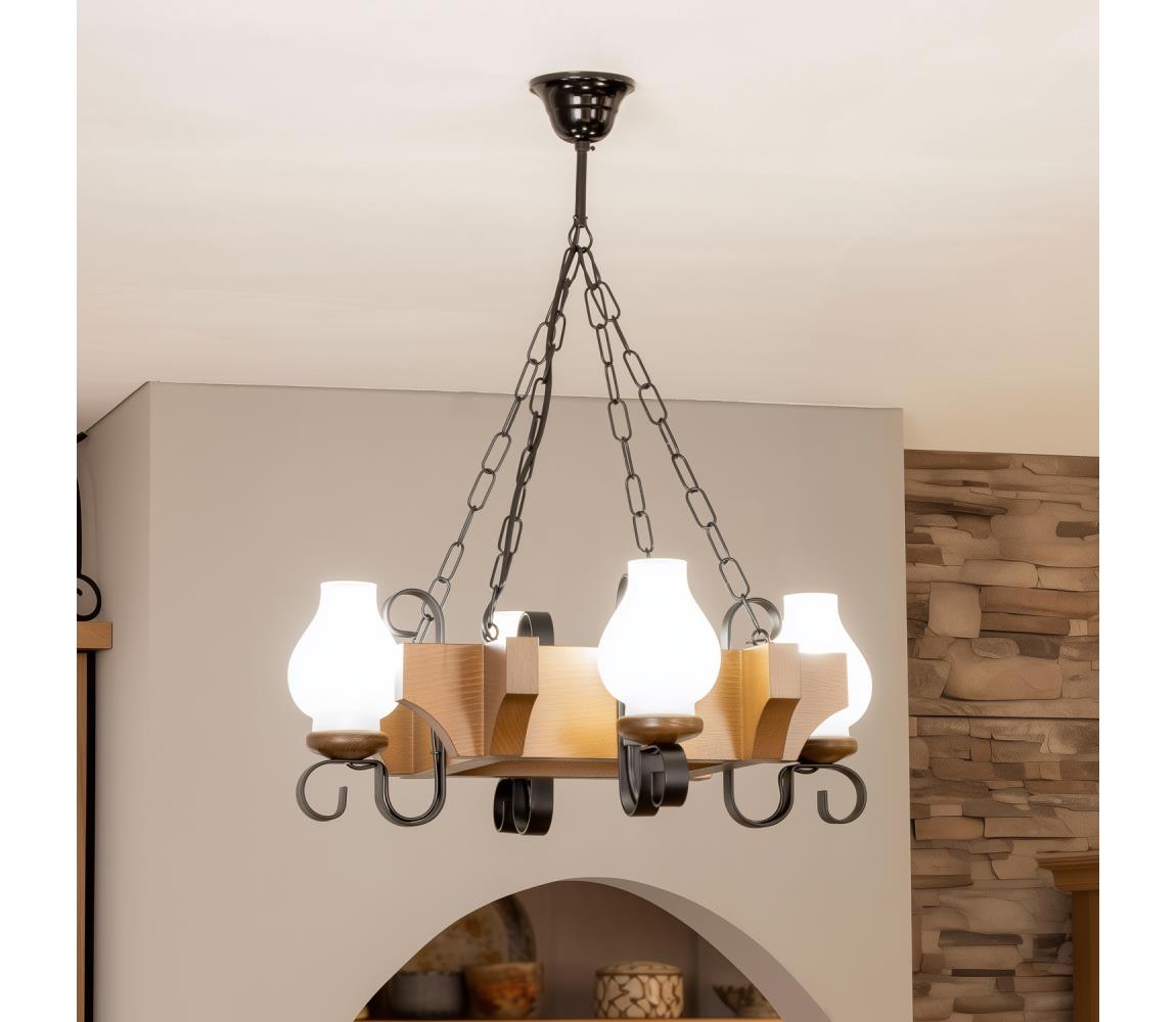 Brilagi - Luster na reťazi QUEEN 4xE14/40W/230V buk/orech EX-01017