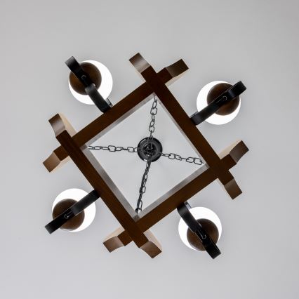 Brilagi - Luster na reťazi QUEEN 4xE14/40W/230V buk/orech