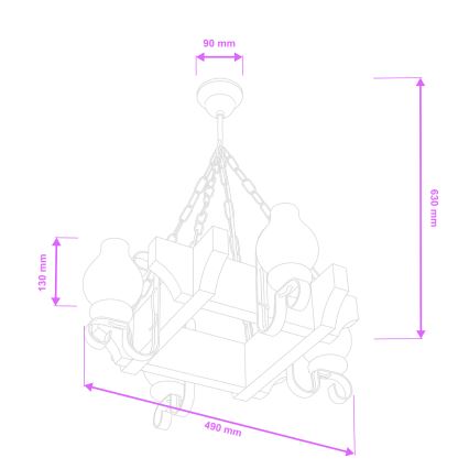 Brilagi - Luster na reťazi QUEEN 4xE14/40W/230V buk/orech