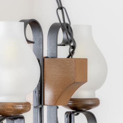 Brilagi - Luster na reťazi QUEEN 4xE14/40W/230V buk/orech