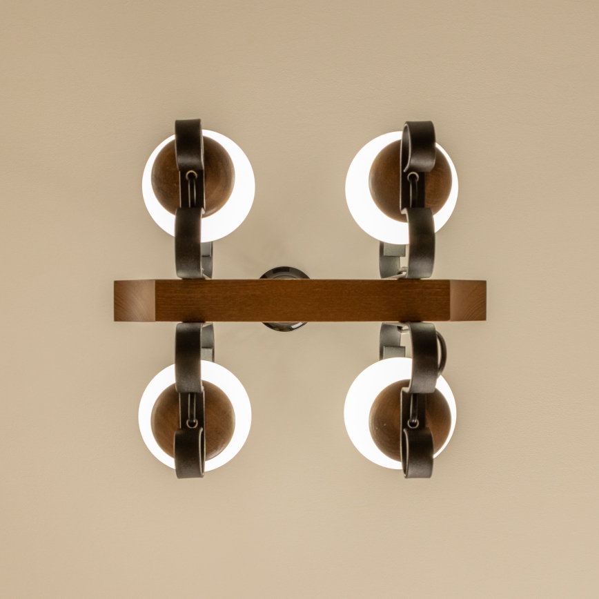 Brilagi - Luster na reťazi QUEEN 4xE14/40W/230V buk/orech