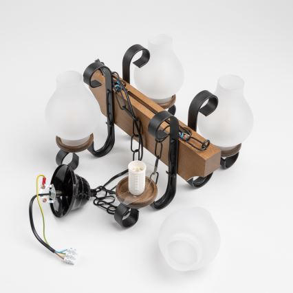 Brilagi - Luster na reťazi QUEEN 4xE14/40W/230V buk/orech