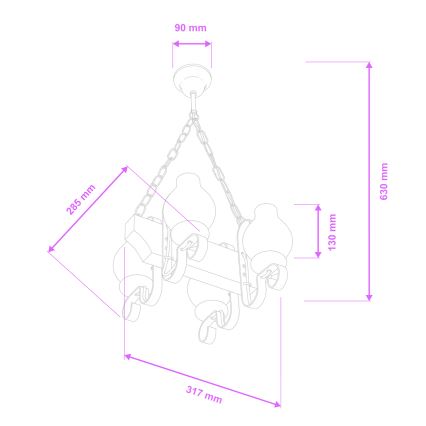 Brilagi - Luster na reťazi QUEEN 4xE14/40W/230V buk/orech