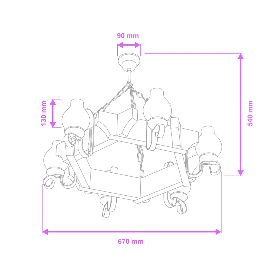 Brilagi - Luster na reťazi QUEEN 6xE14/40W/230V buk