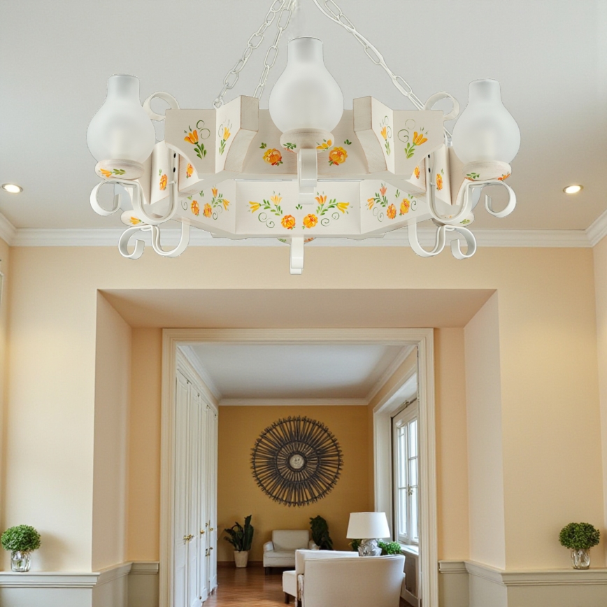 Brilagi - Luster na reťazi QUEEN 6xE14/40W/230V buk/krémová