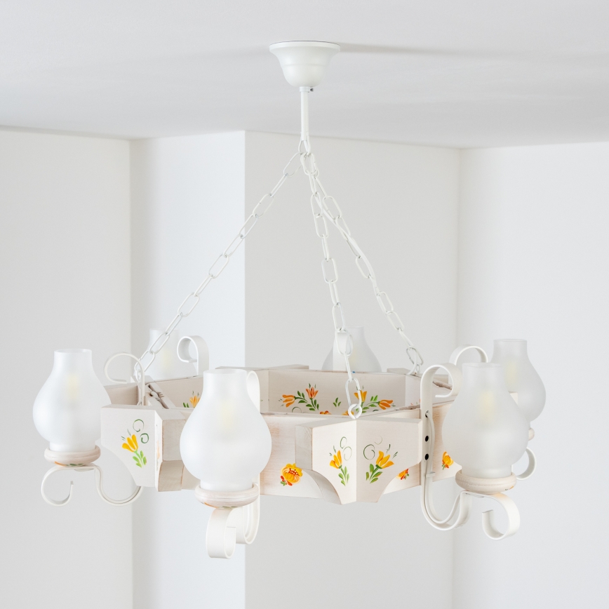 Brilagi - Luster na reťazi QUEEN 6xE14/40W/230V buk/krémová