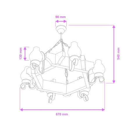 Brilagi - Luster na reťazi QUEEN 6xE14/40W/230V buk/krémová