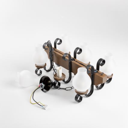 Brilagi - Luster na reťazi QUEEN 6xE14/40W/230V buk/orech