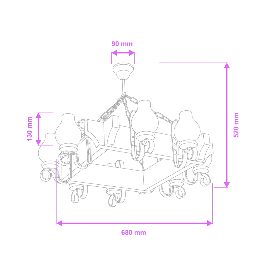 Brilagi - Luster na reťazi QUEEN 8xE14/40W/230V buk