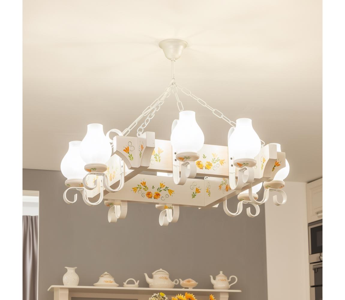 Brilagi - Luster na reťazi QUEEN 8xE14/40W/230V buk/krémová EX-01076