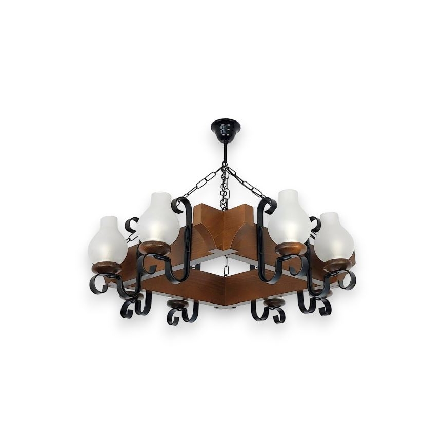 Brilagi - Luster na reťazi QUEEN 8xE14/40W/230V buk/orech