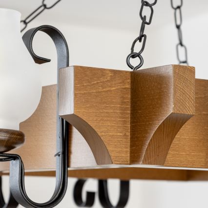 Brilagi - Luster na reťazi QUEEN 8xE14/40W/230V buk/orech