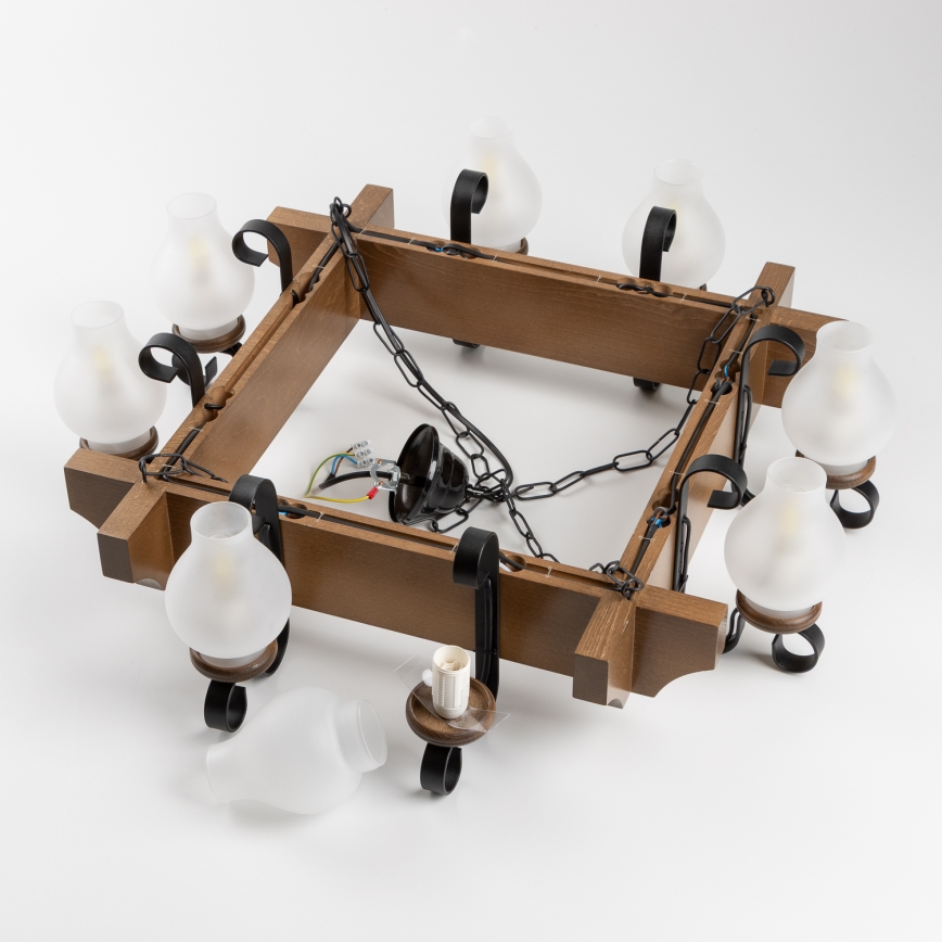 Brilagi - Luster na reťazi QUEEN 8xE14/40W/230V buk/orech