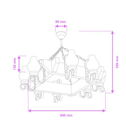 Brilagi - Luster na reťazi QUEEN 8xE14/40W/230V buk/orech