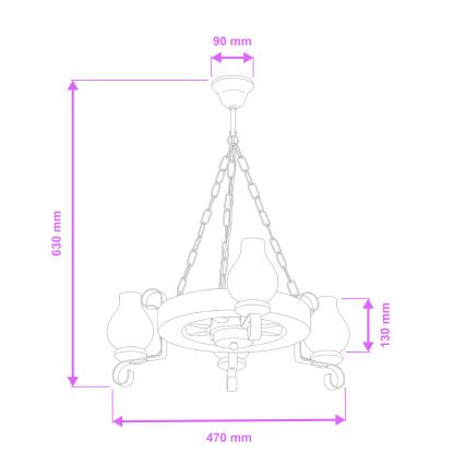 Brilagi - Luster na reťazi ROATA 3xE14/40W/230V buk/orech