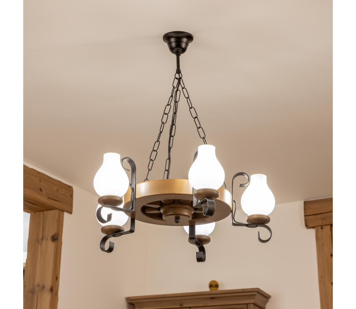 Brilagi - Luster na reťazi ROATA 5xE14/40W/230V pr. 50 cm buk/orech EX-01058