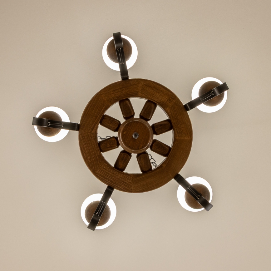 Brilagi - Luster na reťazi ROATA 5xE14/40W/230V pr. 50 cm buk/orech