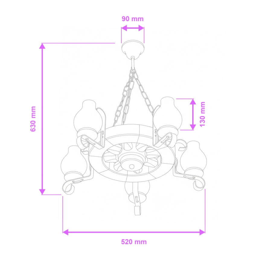 Brilagi - Luster na reťazi ROATA 5xE14/40W/230V pr. 50 cm buk/orech