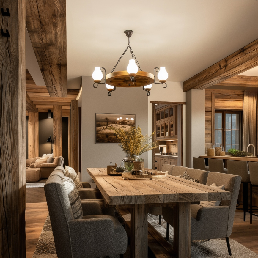 Brilagi - Luster na reťazi ROATA 5xE14/40W/230V pr. 70 cm buk