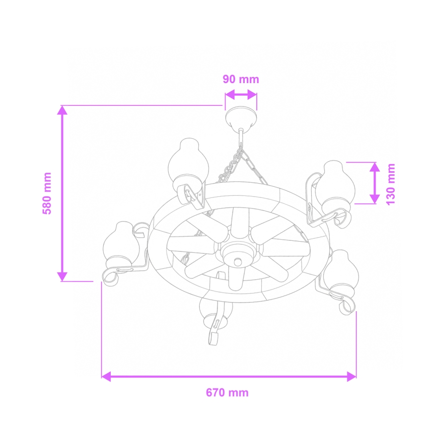 Brilagi - Luster na reťazi ROATA 5xE14/40W/230V pr. 70 cm buk