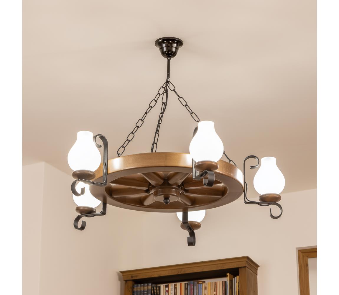 Brilagi - Luster na reťazi ROATA 5xE14/40W/230V priemer 70 cm buk/orech EX-01056