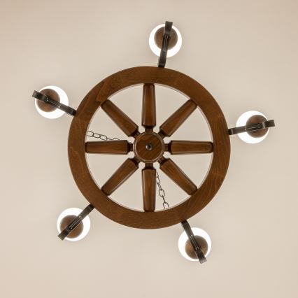 Brilagi - Luster na reťazi ROATA 5xE14/40W/230V priemer 70 cm buk/orech