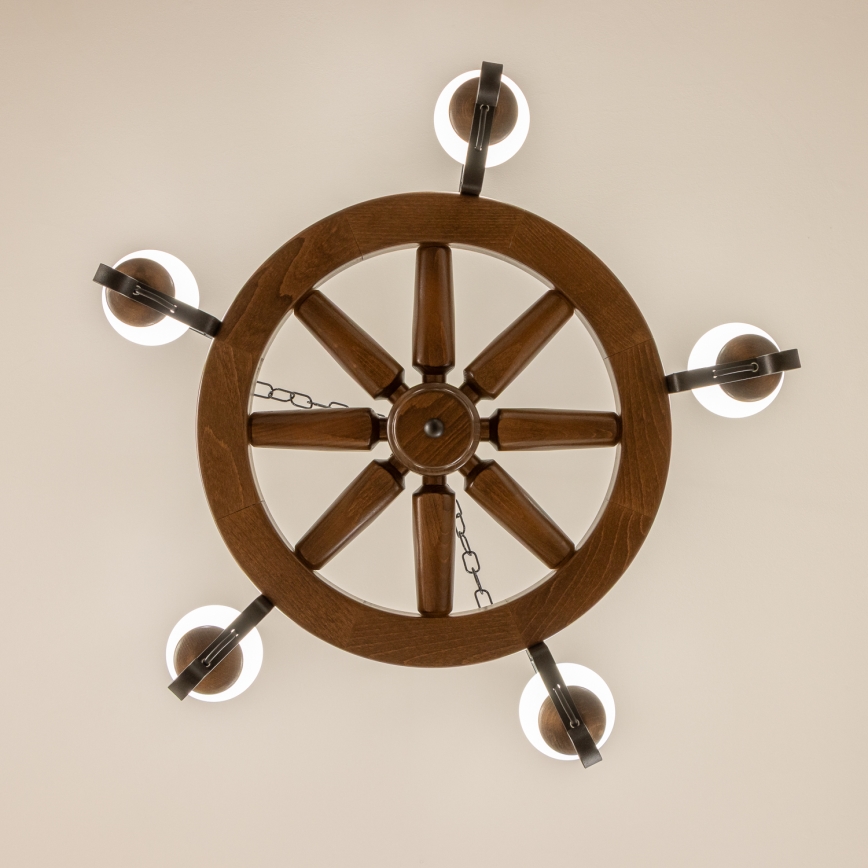 Brilagi - Luster na reťazi ROATA 5xE14/40W/230V priemer 70 cm buk/orech