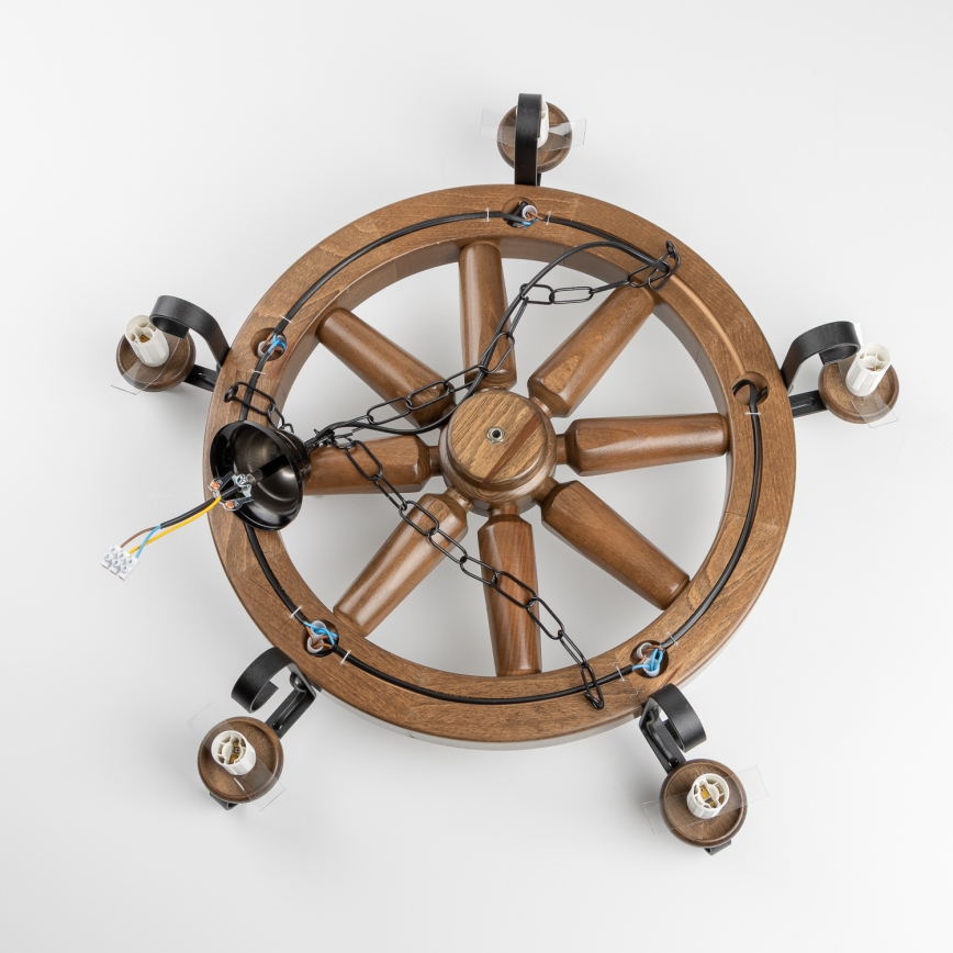 Brilagi - Luster na reťazi ROATA 5xE14/40W/230V priemer 70 cm buk/orech