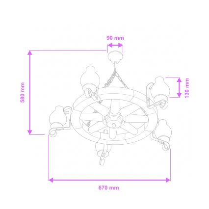 Brilagi - Luster na reťazi ROATA 5xE14/40W/230V priemer 70 cm buk/orech