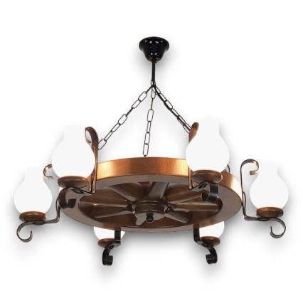 Brilagi - Luster na reťazi ROATA 6xE14/40W/230V buk/orech