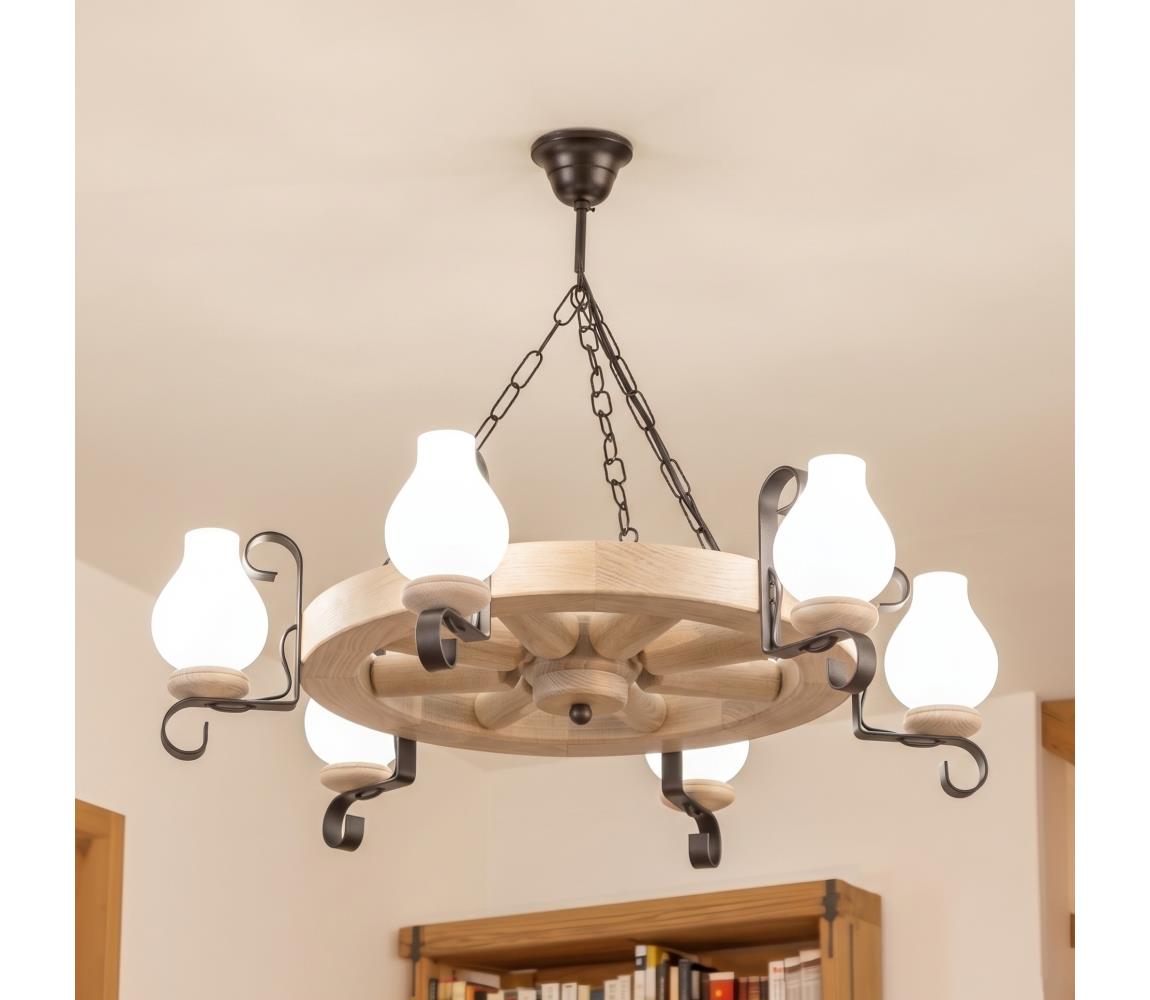 Brilagi - Luster na reťazi ROATA 6xE14/40W/230V dubový EX-01084