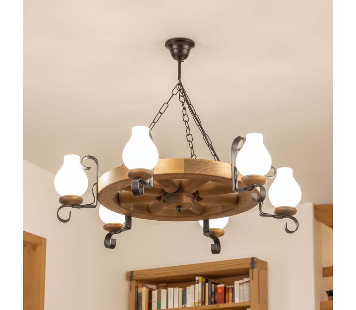 Brilagi - Luster na reťazi ROATA 6xE14/40W/230V, priemer 70 cm, buk EX-01055