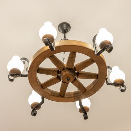 Brilagi - Luster na reťazi ROATA 6xE14/40W/230V, priemer 70 cm, buk