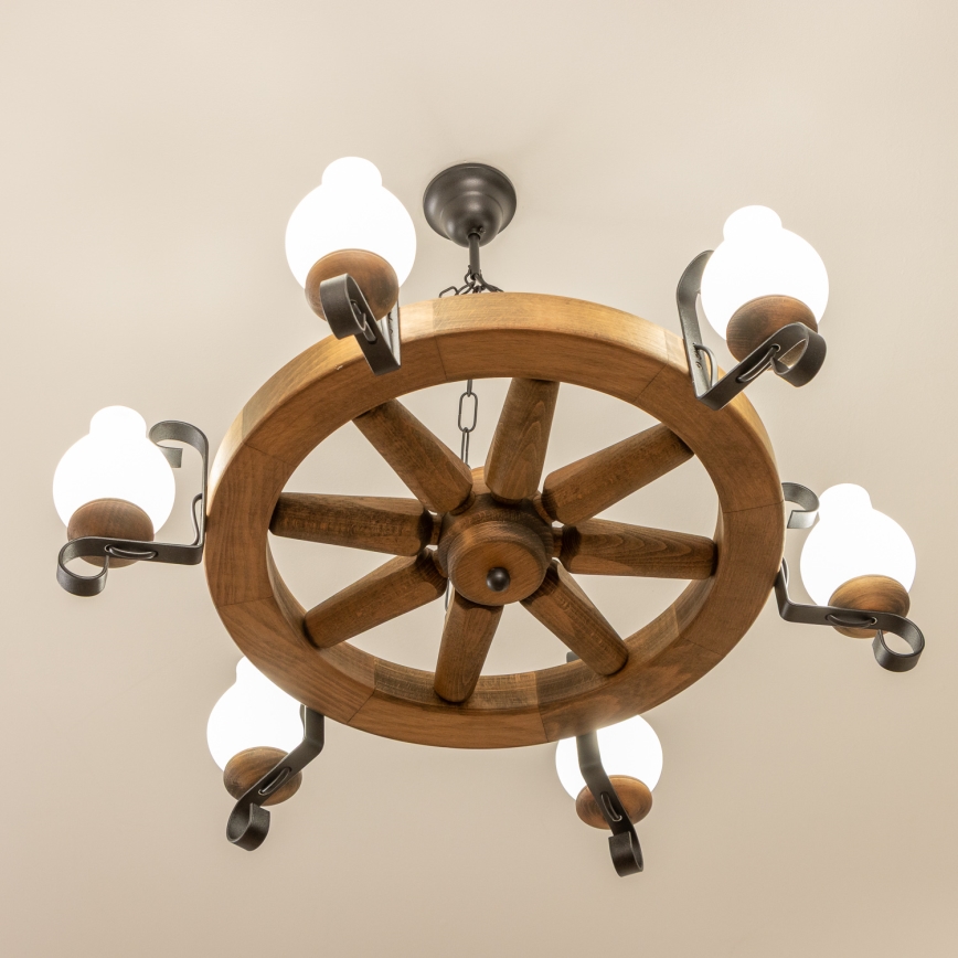 Brilagi - Luster na reťazi ROATA 6xE14/40W/230V, priemer 70 cm, buk