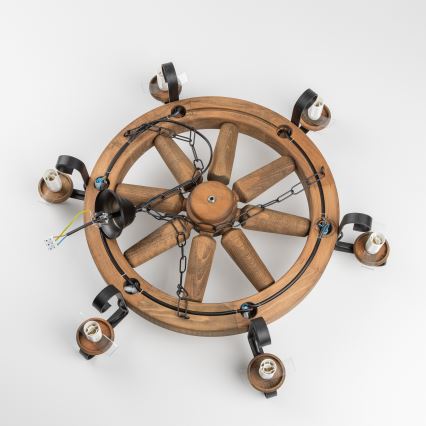 Brilagi - Luster na reťazi ROATA 6xE14/40W/230V, priemer 70 cm, buk