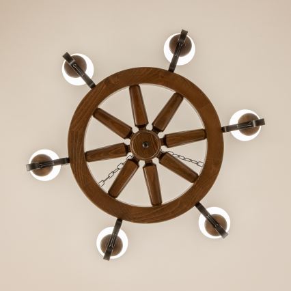 Brilagi - Luster na reťazi ROATA 6xE14/40W/230V priemer 70 cm buk/orech