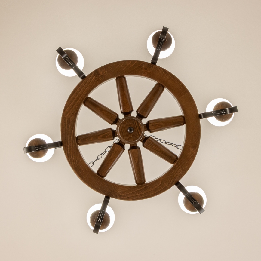 Brilagi - Luster na reťazi ROATA 6xE14/40W/230V priemer 70 cm buk/orech