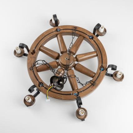 Brilagi - Luster na reťazi ROATA 6xE14/40W/230V priemer 70 cm buk/orech