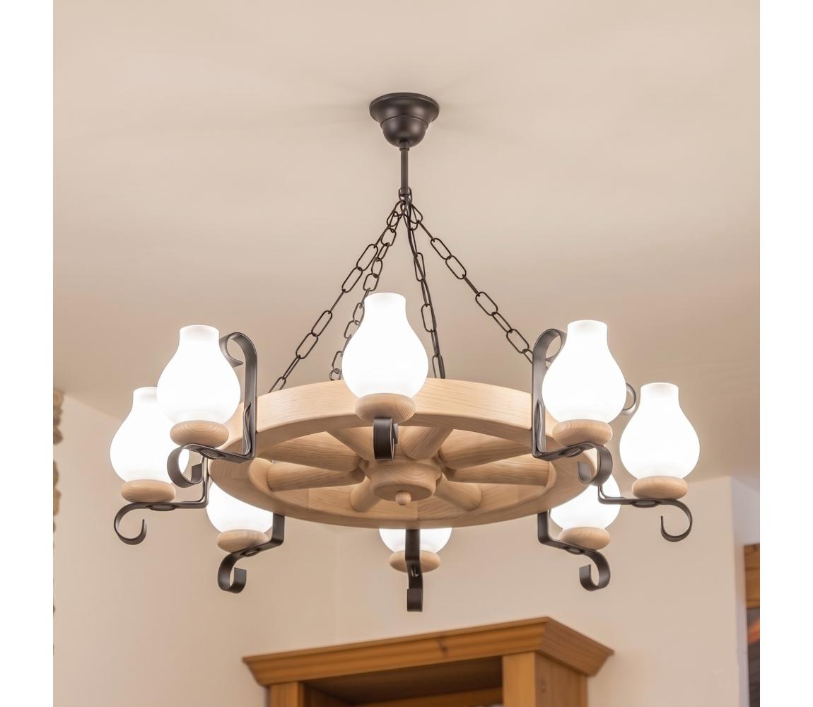 Brilagi - Luster na reťazi ROATA 8xE14/40W/230V dub EX-01085