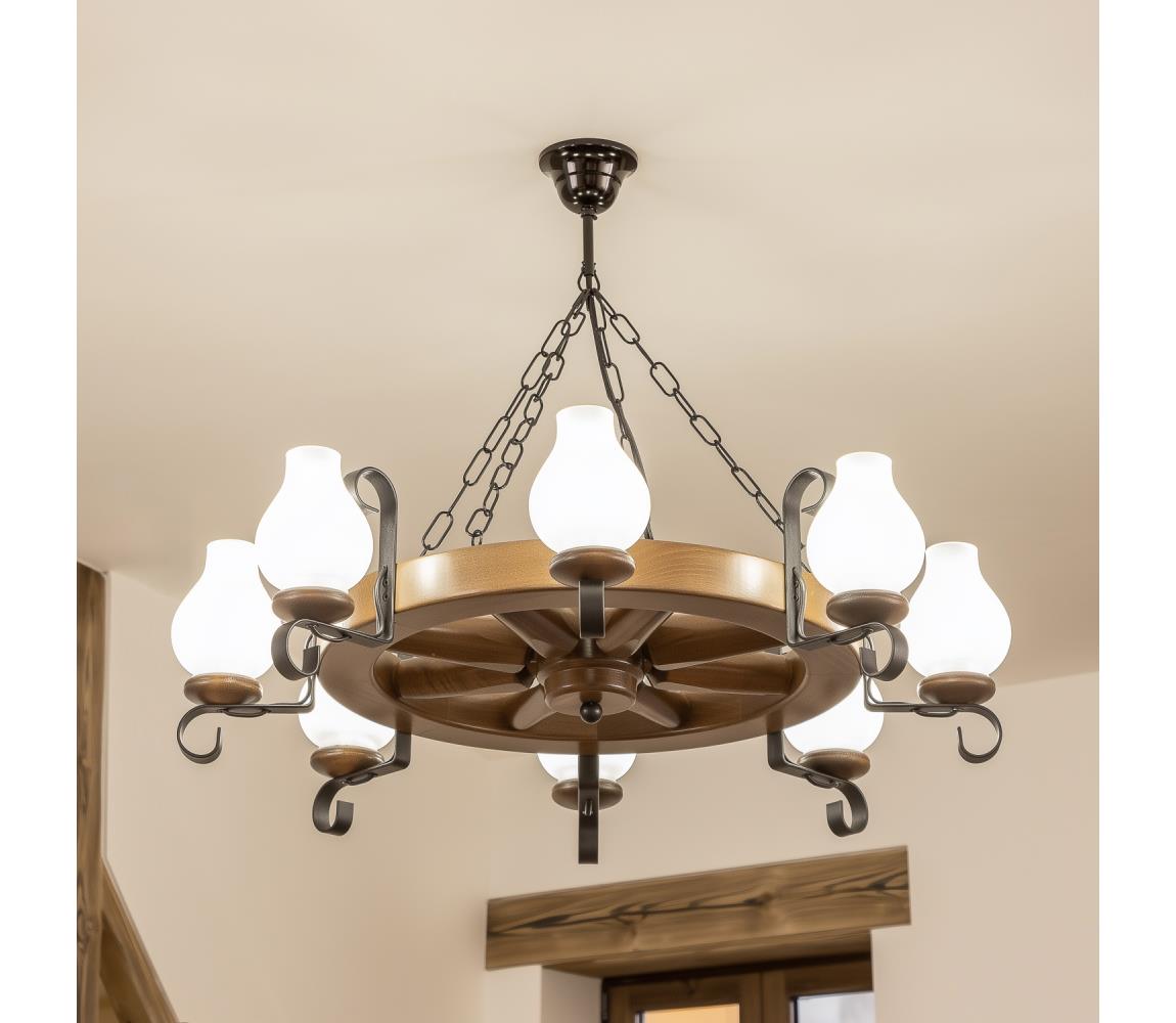 Brilagi - Luster na reťazi ROATA 8xE14/40W/230V pr. 70 cm buk/orech EX-01052